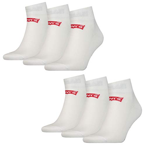 6 Paar Levis 168SF Mid Cut Unisex Socken Sneakersocken Strümpfe 903051001, Farbe:300 - white, Socken & Strümpfe:39-42 von Levi's