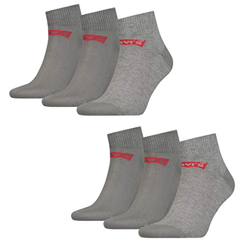 6 Paar Levis 168SF Mid Cut Unisex Socken Sneakersocken Strümpfe 903051001, Farbe:758 - middle grey mélange, Socken & Strümpfe:43-46 von Levi's