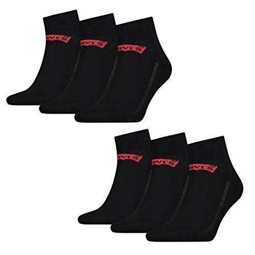 6 Paar Levis 168SF Mid Cut Unisex Socken Sneakersocken Strümpfe 903051001, Farbe:884 - jet black, Socken & Strümpfe:39-42 von Levi's