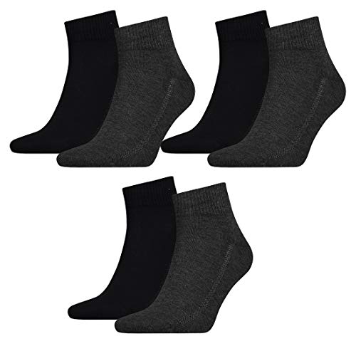 6 Paar Levis 168SF Mid Cut Unisex Socken Sneakersocken Strümpfe 993052001, Farbe:Anthracite Melange/Black, Socken & Strümpfe:39-42 von Levi's