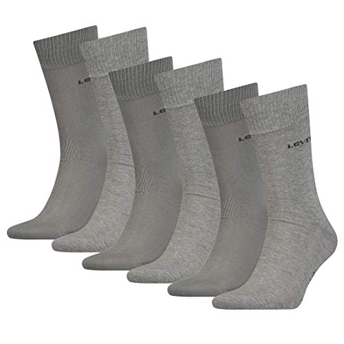 6 Paar Levis 168SF Regular Cut Socken Unisex Strümpfe 993053001, Farbe:758 - middle grey mélange, Socken & Strümpfe:39-42 von Levi's