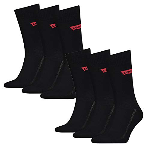 6 Paar Levis 168SF Regular Cut Unisex Socken Sneakersocken Strümpfe 903052001, Farbe:884 - jet black, Socken & Strümpfe:39-42 von Levi's