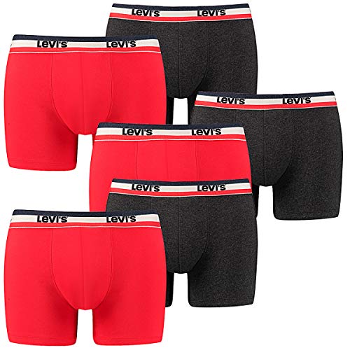 6 er Pack Levis Boxer Brief Boxershorts Men Herren Unterhose Pant Unterwäsche, Farbe:786 - Red/Black, Bekleidungsgröße:L von Levi's