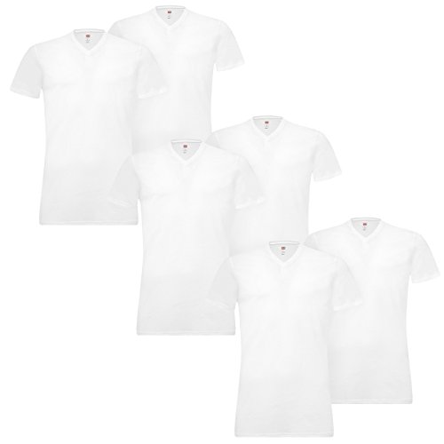 6 er Pack Levis V-Neck T-Shirt Men Herren Unterhemd V-Ausschnitt, Farbe:300 - White, Bekleidungsgröße:XL von Levi's