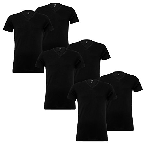 6 er Pack Levis V-Neck T-Shirt Men Herren Unterhemd V-Ausschnitt, Farbe:884 - Jet Black, Bekleidungsgröße:L von Levi's