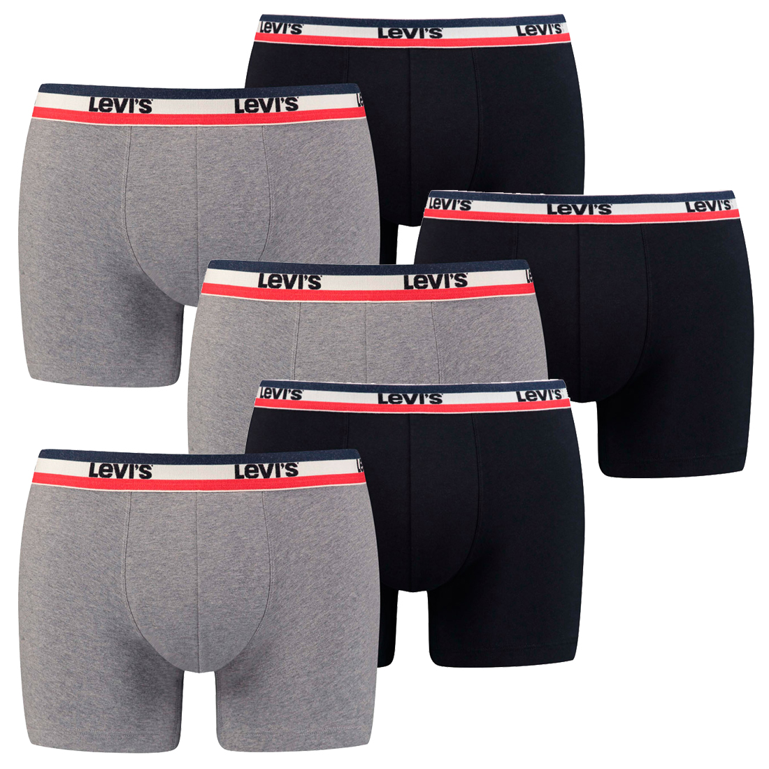 6er Pack Herren Levis SPRTSWR LOGO BOXER BRIEF Boxershorts Unterwäsche Pants von Levi&#039;s