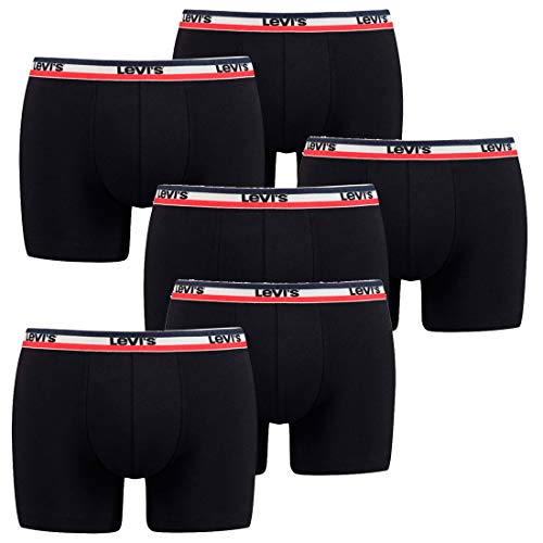 6er Pack Herren Levis SPRTSWR Logo Boxer Brief Boxershorts Unterwäsche Pants, Farbe:200 - Black, Bekleidungsgröße:M von Levi's