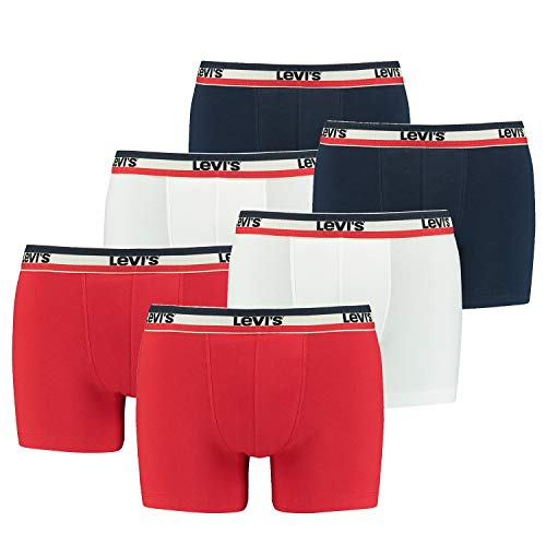 6er Pack Herren Levis SPRTSWR Logo Boxer Brief Boxershorts Unterwäsche Pants, Farbe:White/Blue/Red, Bekleidungsgröße:L von Levi's