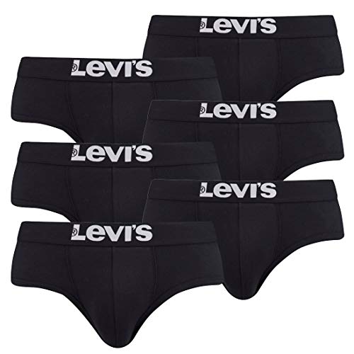 6er Pack Levis Men Solid Basic Brief Shorts Slip Herren Unterhose Pant Unterwäsche, Farbe:884 - Jet Black, Bekleidungsgröße:XL von Levi's