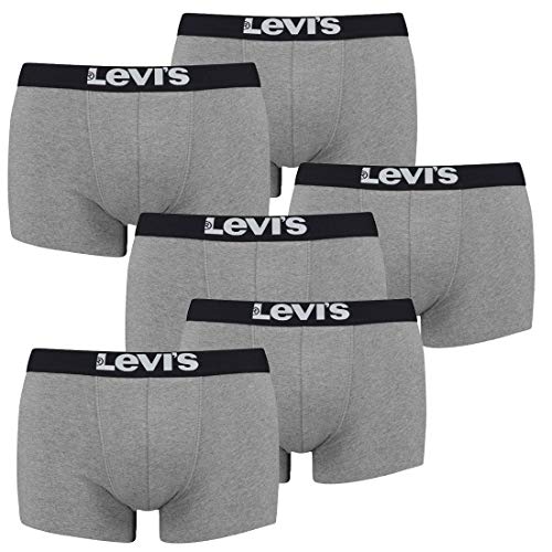 6er Pack Levis Men Solid Basic Trunk Boxershorts Unterhose Pant Unterwäsche, Farbe:758 - Middle Grey mélange, Bekleidungsgröße:XL von Levi's