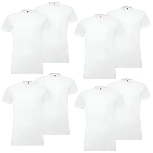 6er Pack Levis Solid Crew T-Shirt Men Herren Unterhemd Rundhals Stretch Cotton, Farbe:300 - White, Bekleidungsgröße:L von Levi's