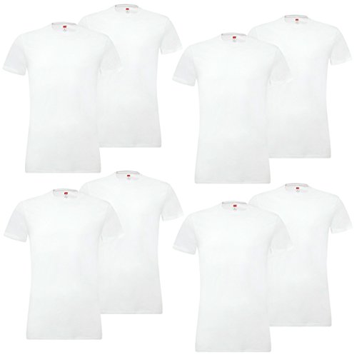 6er Pack Levis Solid Crew T-Shirt Men Herren Unterhemd Rundhals Stretch Cotton, Farbe:300 - White, Bekleidungsgröße:M von Levi's