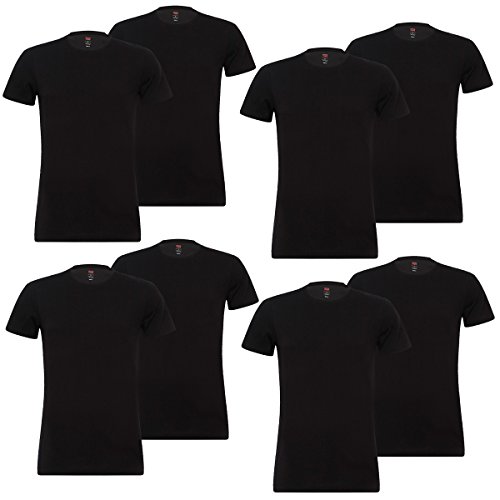 6er Pack Levis Solid Crew T-Shirt Men Herren Unterhemd Rundhals Stretch Cotton, Farbe:884 - Jet Black, Bekleidungsgröße:L von Levi's