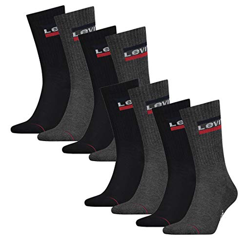 8 Paar Levis 144NDL Regular Cut SPR Unisex Socken Strümpfe 902012001, Farbe:Mid Grey/Black, Socken & Strümpfe:43-46 von Levi's