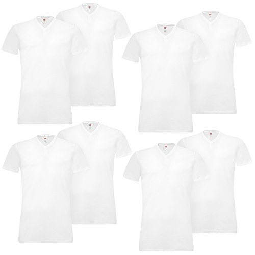 8 er Pack Levis V-Neck T-Shirt Men Herren Unterhemd V-Ausschnitt, Farbe:300 - White, Bekleidungsgröße:XL von Levi's