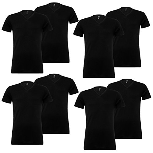 8 er Pack Levis V-Neck T-Shirt Men Herren Unterhemd V-Ausschnitt, Farbe:884 - Jet Black, Bekleidungsgröße:L von Levi's