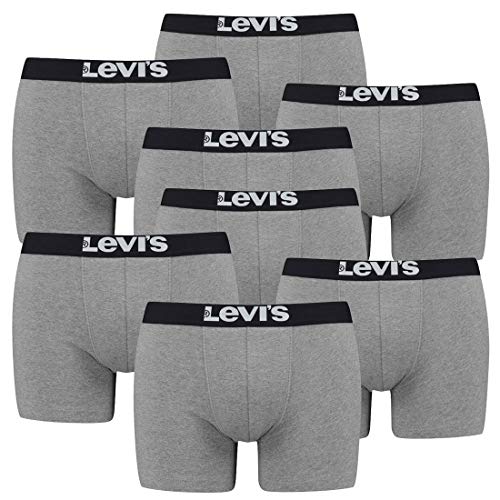 8er Pack Herren Levis Solid Basic Boxer Brief Boxershorts Unterwäsche Pants, Farbe:758 - Middle Grey mélange, Bekleidungsgröße:L von Levi's