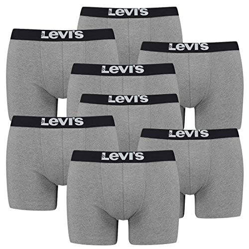 8er Pack Herren Levis Solid Basic Boxer Brief Boxershorts Unterwäsche Pants, Farbe:758 - Middle Grey mélange, Bekleidungsgröße:XL von Levi's