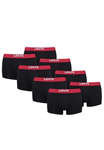 8er Pack Levis Men Solid Basic Trunk Boxershorts Unterhose Pant Unterwäsche, Farbe:Black/Red, Bekleidungsgröße:L von Levi's