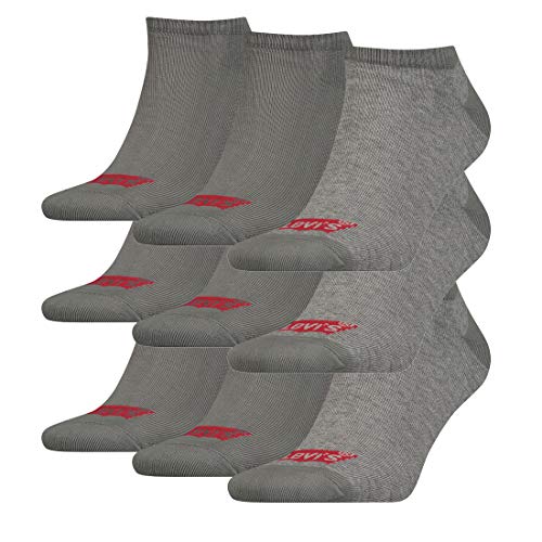 9 Paar Levis 168SF Low Cut Batwing Logo Unisex Socken Sneakersocken Strümpfe 903050001, Farbe:758 - middle grey mélange, Socken & Strümpfe:39-42 von Levi's