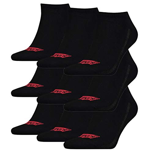 9 Paar Levis 168SF Low Cut Batwing Logo Unisex Socken Sneakersocken Strümpfe 903050001, Farbe:884 - jet black, Socken & Strümpfe:43-46 von Levi's