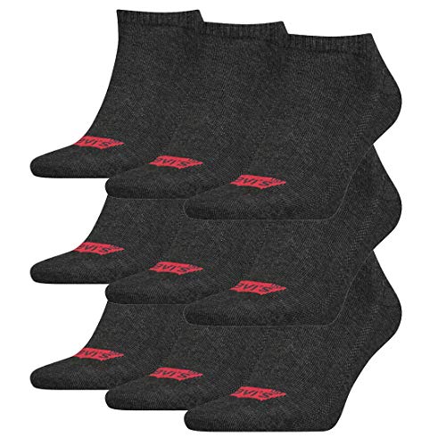 9 Paar Levis 168SF Low Cut Batwing Logo Unisex Socken Sneakersocken Strümpfe 903050001, Farbe:Anthracite Melange/Black, Socken & Strümpfe:43-46 von Levi's