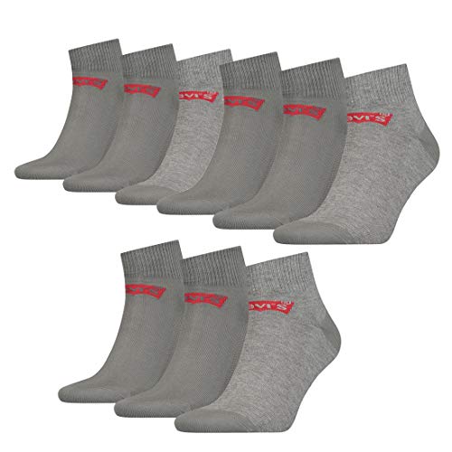 9 Paar Levis 168SF Mid Cut Unisex Socken Sneakersocken Strümpfe 903051001, Farbe:758 - middle grey mélange, Socken & Strümpfe:43-46 von Levi's