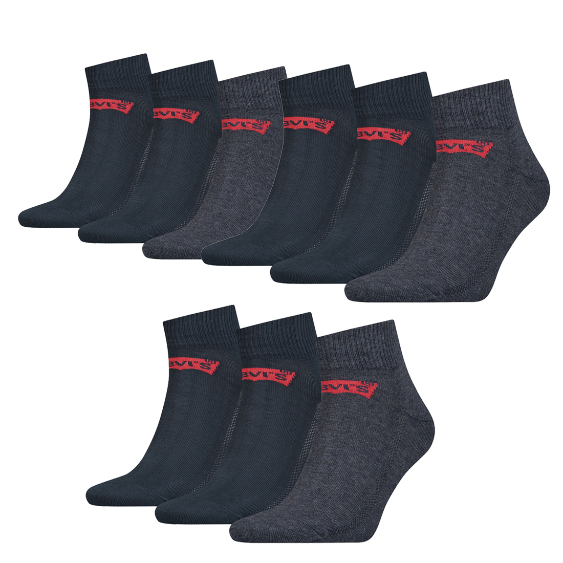 9 Paar Levis 168SF Mid Cut Unisex Socken Sneakersocken Strümpfe 903051001 von Levi&#039;s