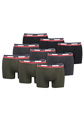 9er Pack Herren Levis SPRTSWR Logo Boxer Brief Boxershorts Unterwäsche Pants, Farbe:Khaki, Bekleidungsgröße:M von Levi's