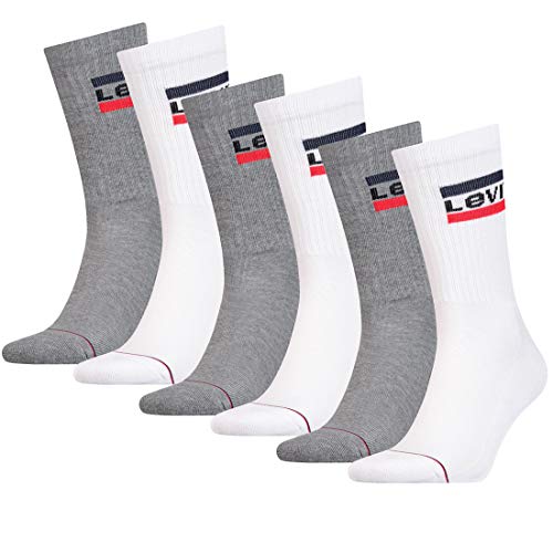 LEVIS Unisex-Adult Levi's Sportswear Logo Regular Cut Multipack 6 Pack Casual Sock, White/Grey, 43/46 von Levi's