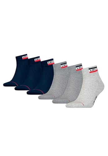Levi’s Mittelhohe Socken, Outdoor-Socken aus atmungsaktiver Bio-Baumwolle mit verstärkter Ferse, 6er-Pack von Levi's