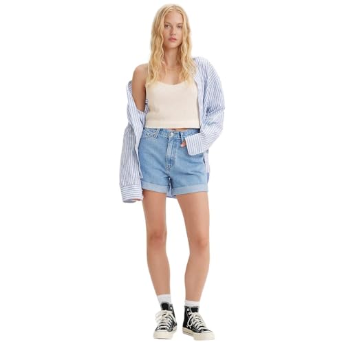 LEVIS Women's Rolled 80S MOM Shorts MED Indigo-Flat Finish, Back to Blue, 31 von Levi's