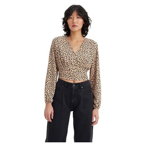 LEVIS Women's Tamara LS Blouse Neutrals, Stella Leopard Almon, Small von LEVIS