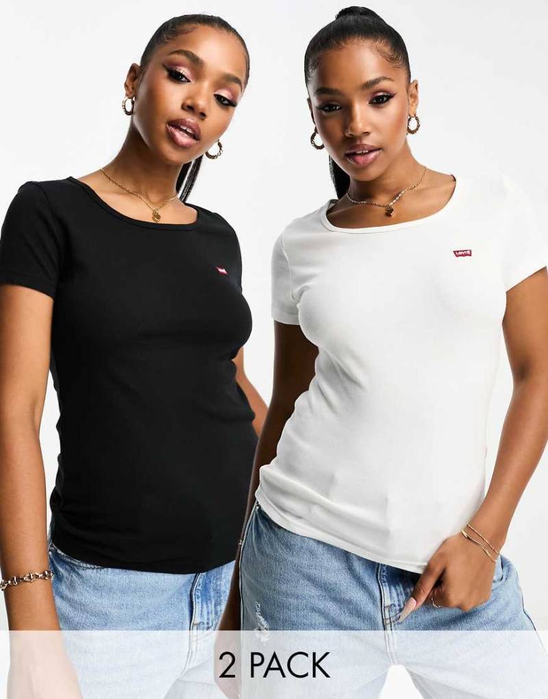 Levi's - 2er-Pack T-Shirts in Weiß und Schwarz mit Logo von Levi's