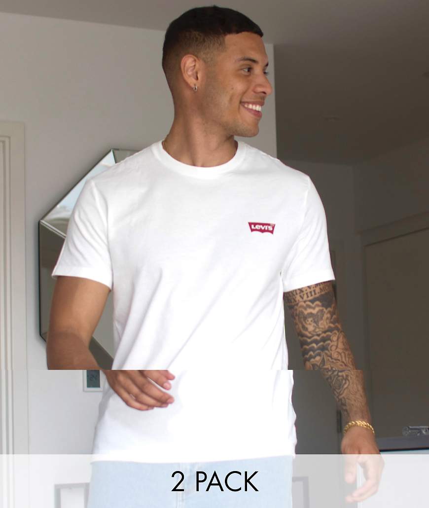 Levi's - 2er-Pack T-Shirts mit Rundhalsausschnitt und Fledermauslogo in Weiß & Kalkgrau-Bunt Levi's - 2er-Pack T-Shirts mit Rundhalsausschnitt und Fledermauslogo in Weiß & Kalkgrau-Bunt von Levi's