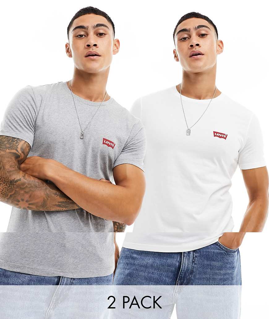 Levi's - 2er-Pack T-Shirts mit Rundhalsausschnitt und Fledermauslogo in Weiß & Kalkgrau-Bunt Levi's - 2er-Pack T-Shirts mit Rundhalsausschnitt und Fledermauslogo in Weiß & Kalkgrau-Bunt von Levi's