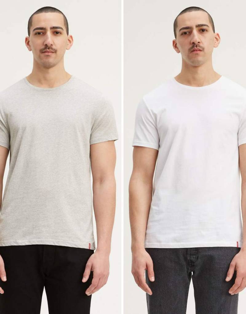 Levi's - 2er-Pack schmale T-Shirts in Weiß und Neutral mit Rundhalsausschnitt von Levi's