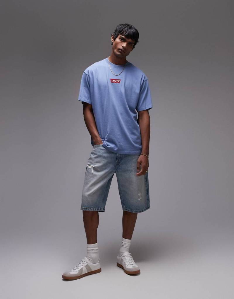 Levi's - 469 - Locker geschnittene Jeansshorts in heller Waschung mit Zierrissen-Blau von Levi's