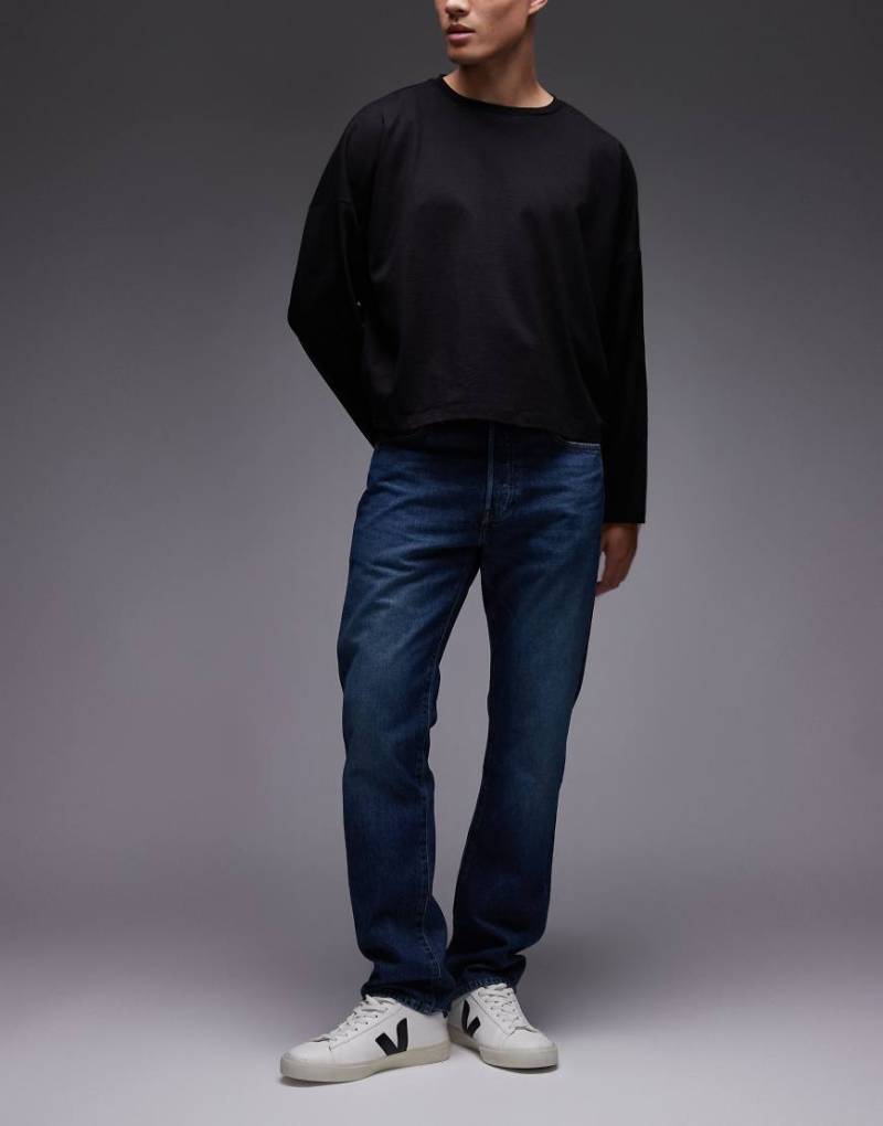 Levi's - 501 Original - Straight Jeans in dunkelblauer Waschung-Marineblau von Levi's