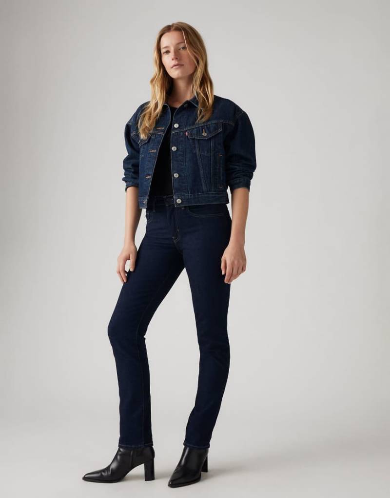 Levi's - 724 - Western White - Straight Jeans in Blau mit hohem Bund-Marineblau von Levi's