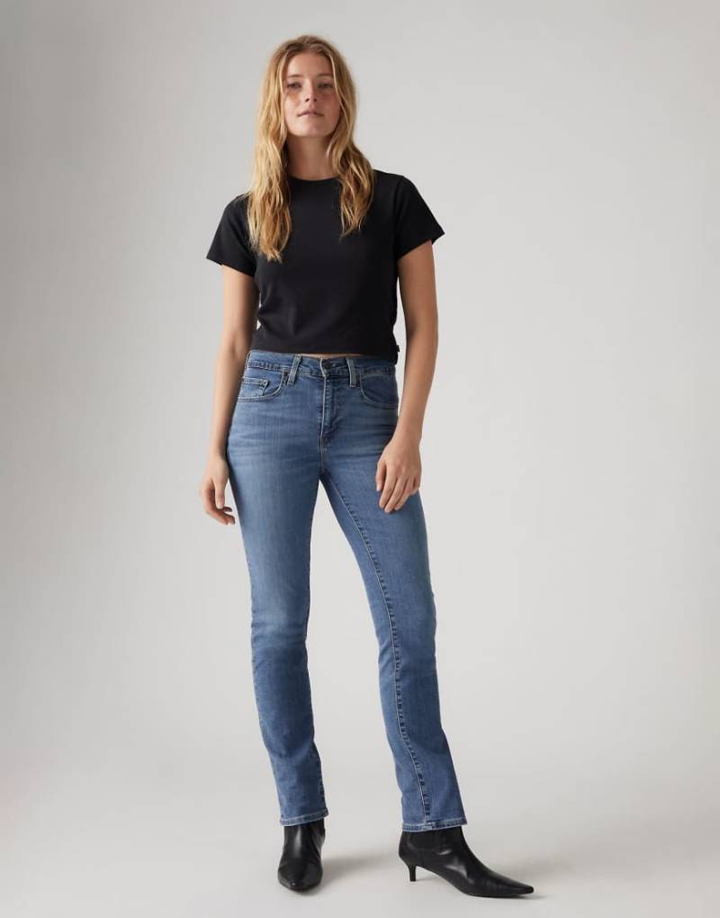 Levi's - 724 - Western White - Straight Jeans in Blau mit hohem Bund von Levi's