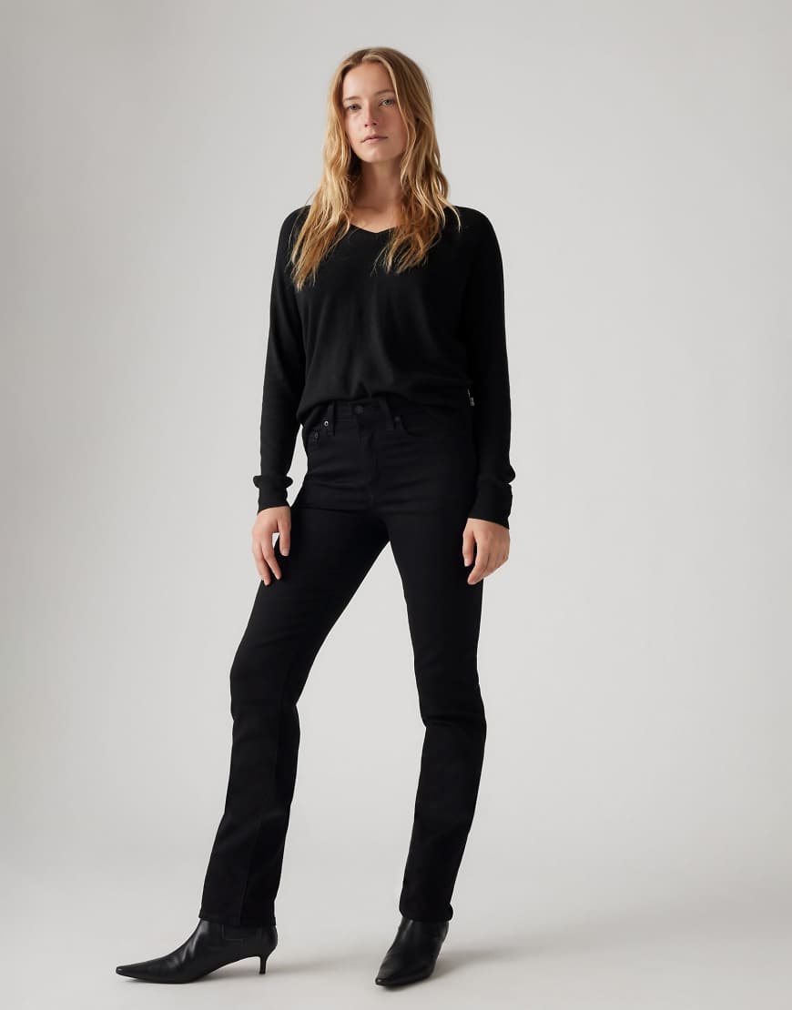 Levi's - 724 - Western White - Straight Jeans in Schwarz mit hohem Bund von Levi's