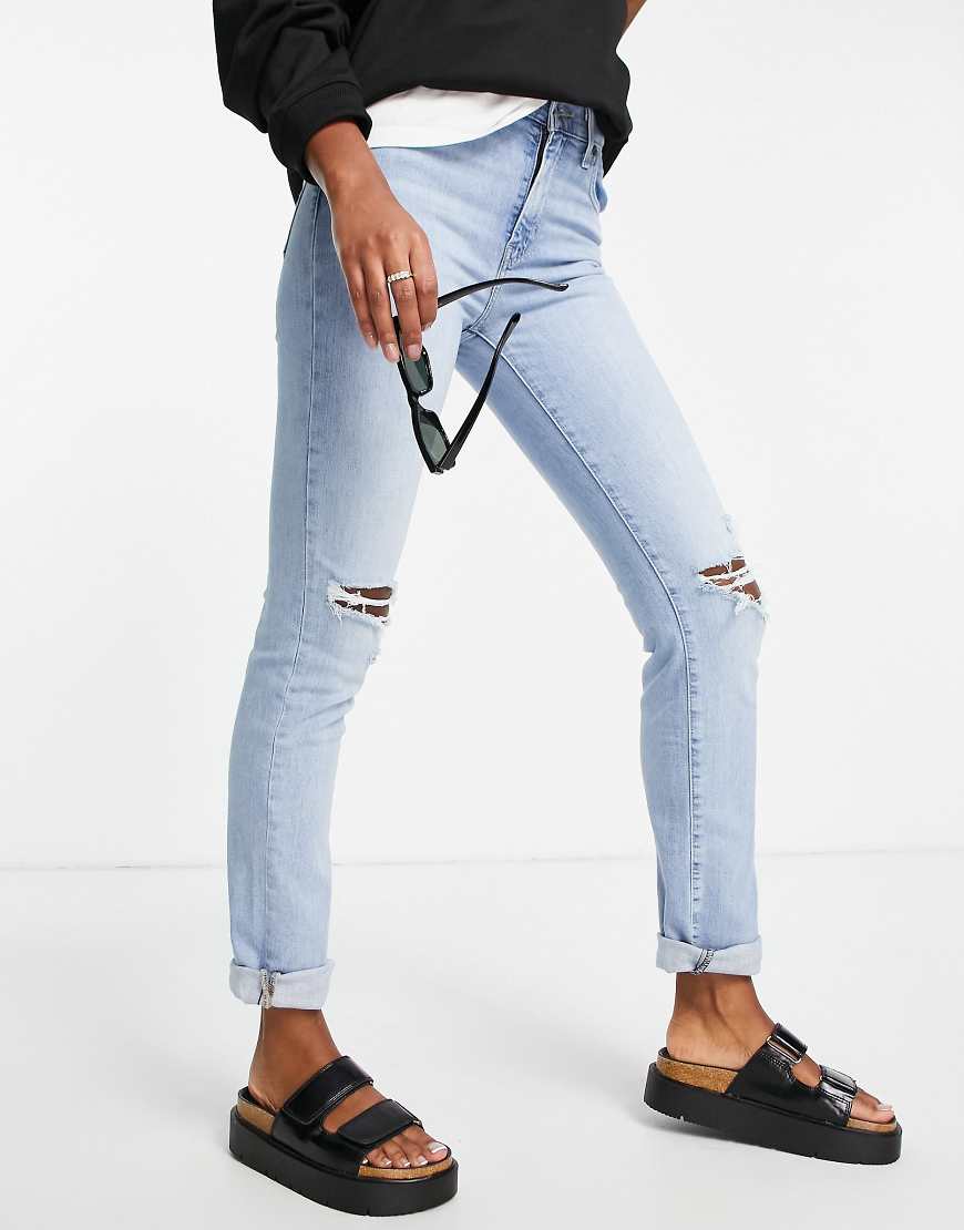 Levi's - 724 - Zerrissene Straight Jeans in heller Waschung mit hohem Bund-Blau von Levi's