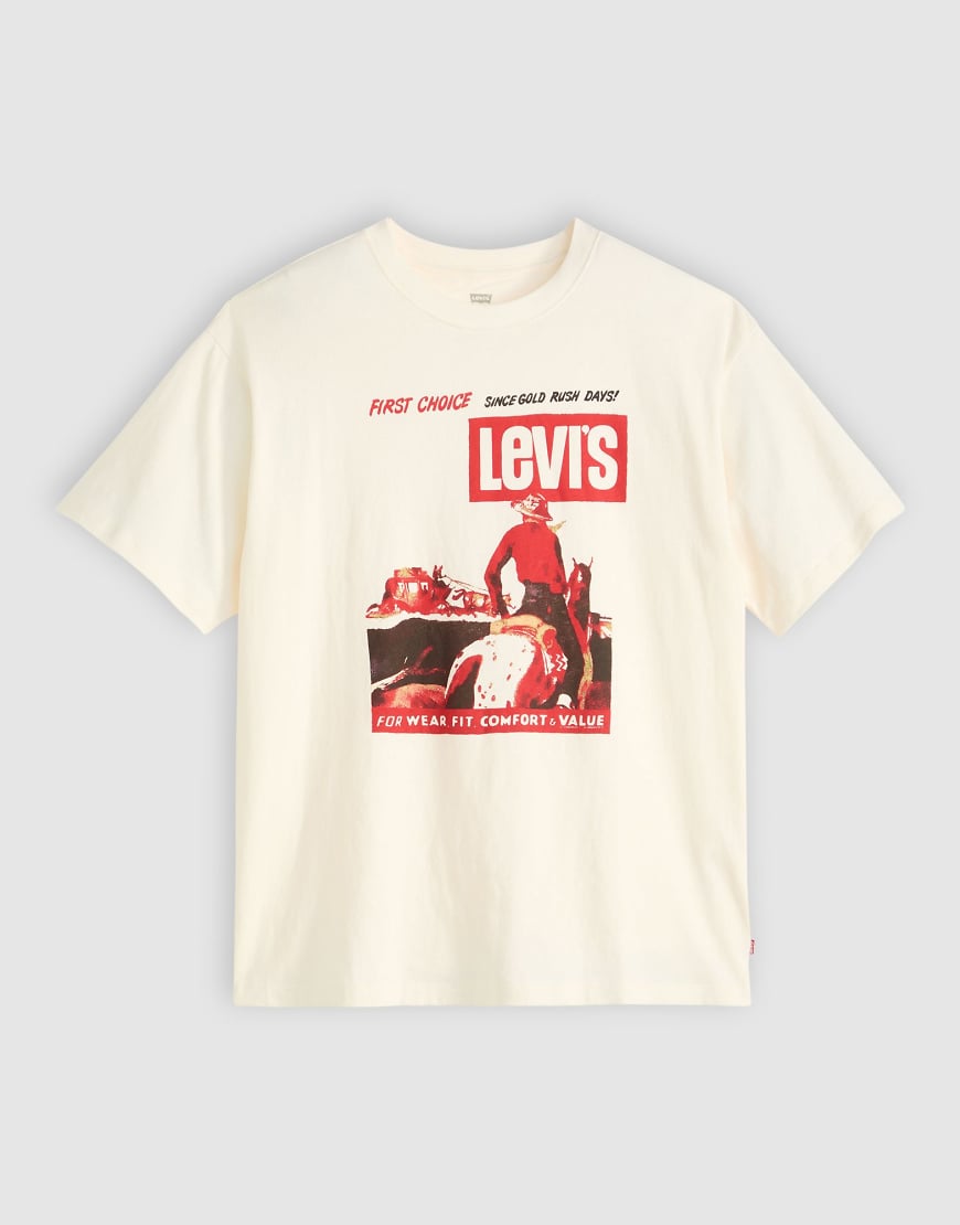 Levi's - Archive - „Oversize-T-Shirt in Wollweiß mit Cowboy-1st Choice"-Print im Vintage-Stil von Levi's