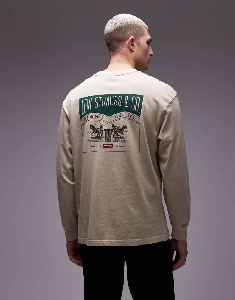 Levi's - Archive - Langärmliges T-Shirt in Beige mit Logoprint am Rücken mit 2 Pferden-Neutral von Levi's