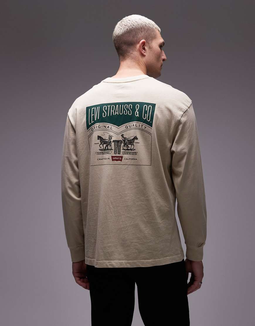 Levi's - Archive - Langärmliges T-Shirt in Beige mit Logoprint am Rücken mit 2 Pferden-Neutral von Levi's