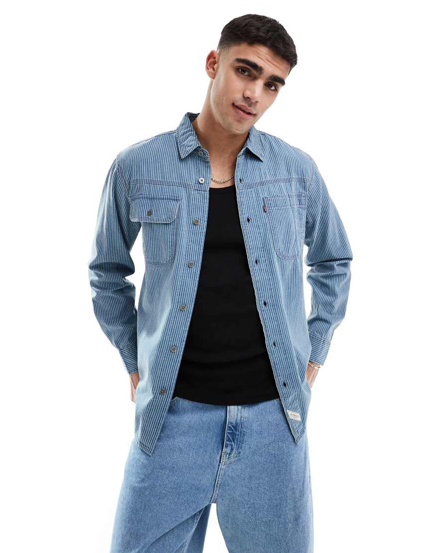 Levi's - Auburn - Hemd aus Baumwolltwill in Mittelblau gestreift von Levi's