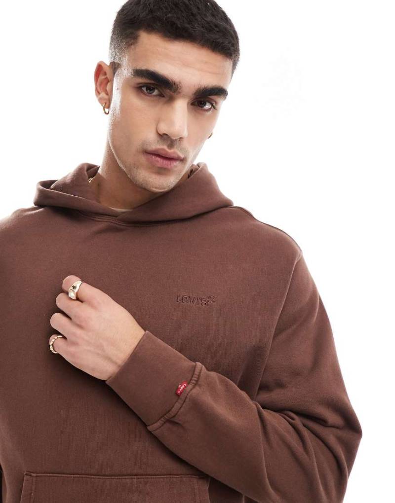Levi's - Authentic - Kapuzenpullover in Hellbraun mit farblich abgestimmtem Logo von Levi's