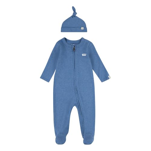 Levi's Baby-Jungen LVN Footed Coverall & HAT Set 6EK247 Abgestimmte Outfits, Atlantic Heather, 9 Months von Levi's