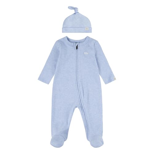 Levi's Baby-Jungen LVN Footed Coverall & HAT Set 6EK247 Abgestimmte Outfits, LT Mist Heather, 9 Months von Levi's